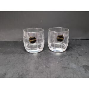 Fifth Avenue Crystal Old Fashioned Glasses, Set of 2, Clear Engrave Grid Tumbler
